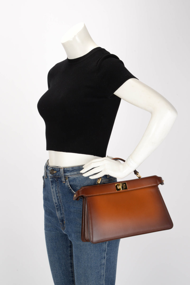 Fendi Brown Ombre Shiny Nappa Peekaboo ISeeU East-West Bag