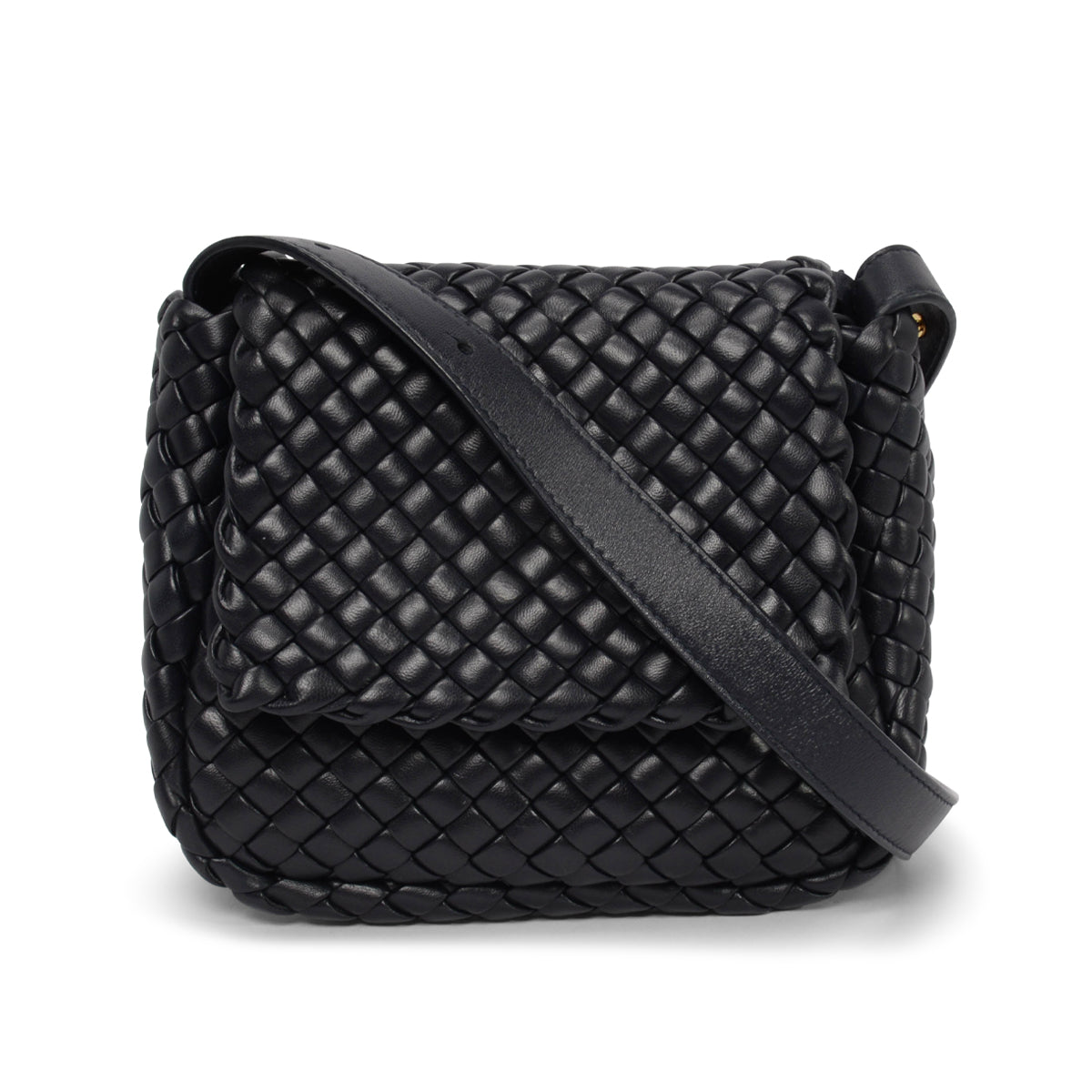 Bottega Veneta Navy Intrecciato Small Cobble Bag