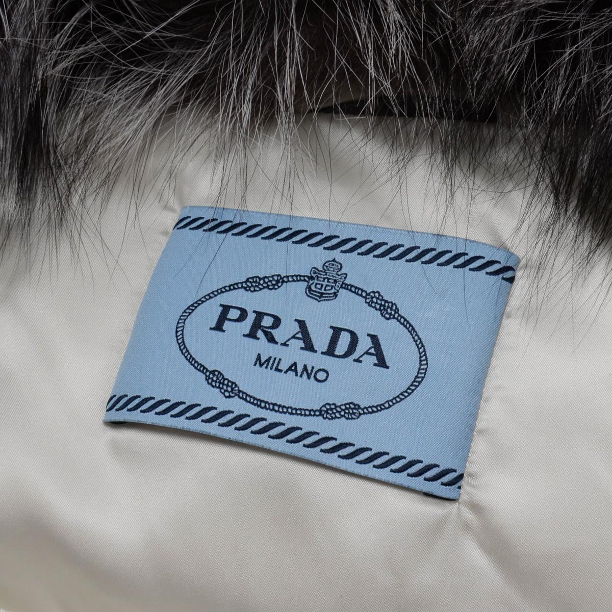 Prada Grey Nylon Belted Fur Trim Hood Puffer Jacket IT 40
