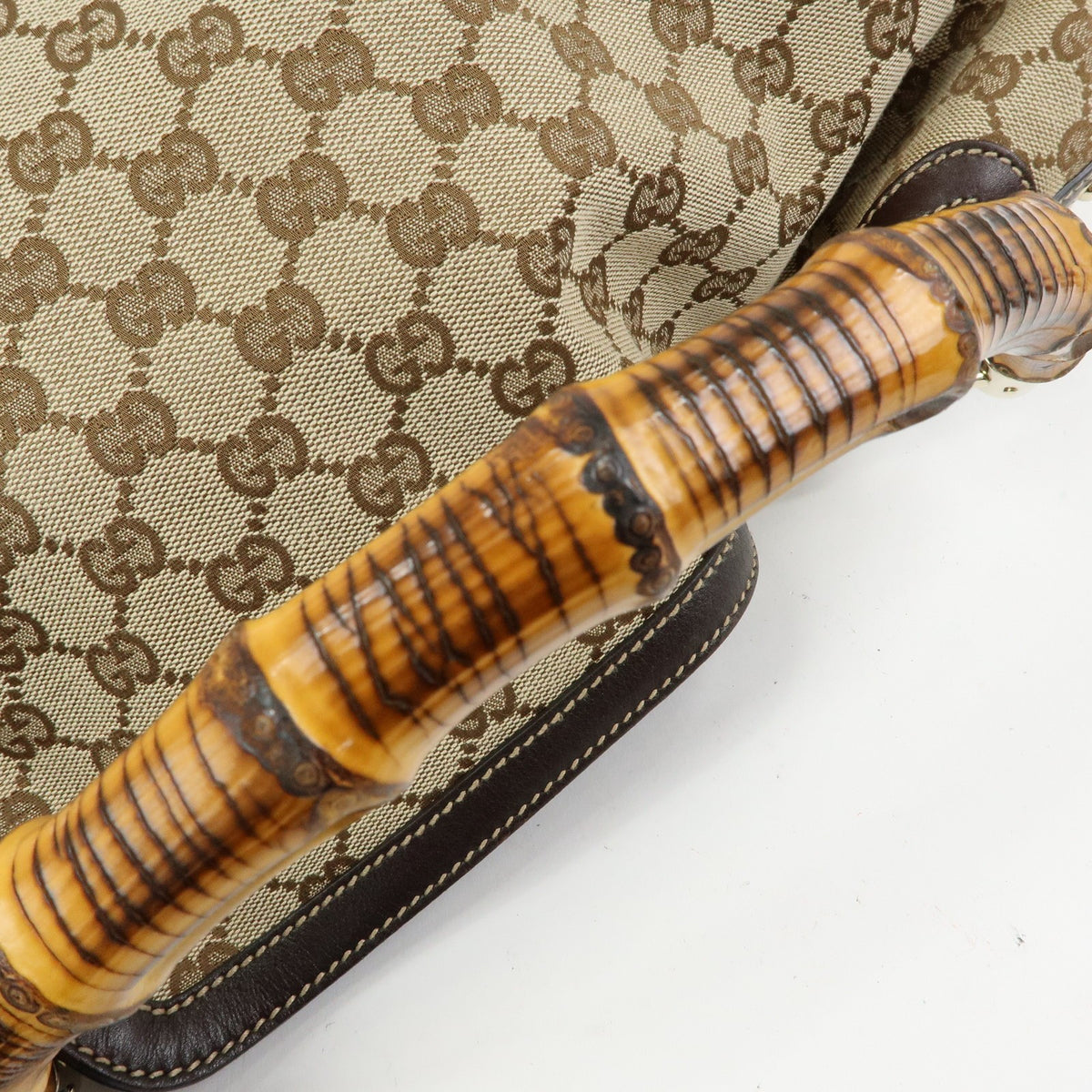 Gucci Beige GG Canvas Bamboo Peggy Hobo Bag