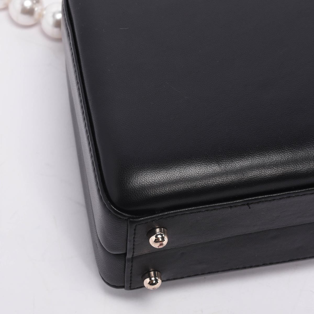 Simone Rocha Black Lambskin Mini Handheld Case With Pearl Strap