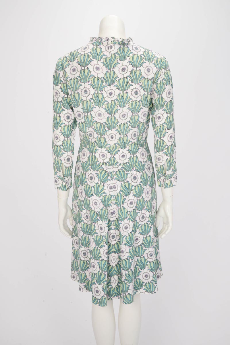 Prada Green Printed Floral Long Sleeve Dress IT 40