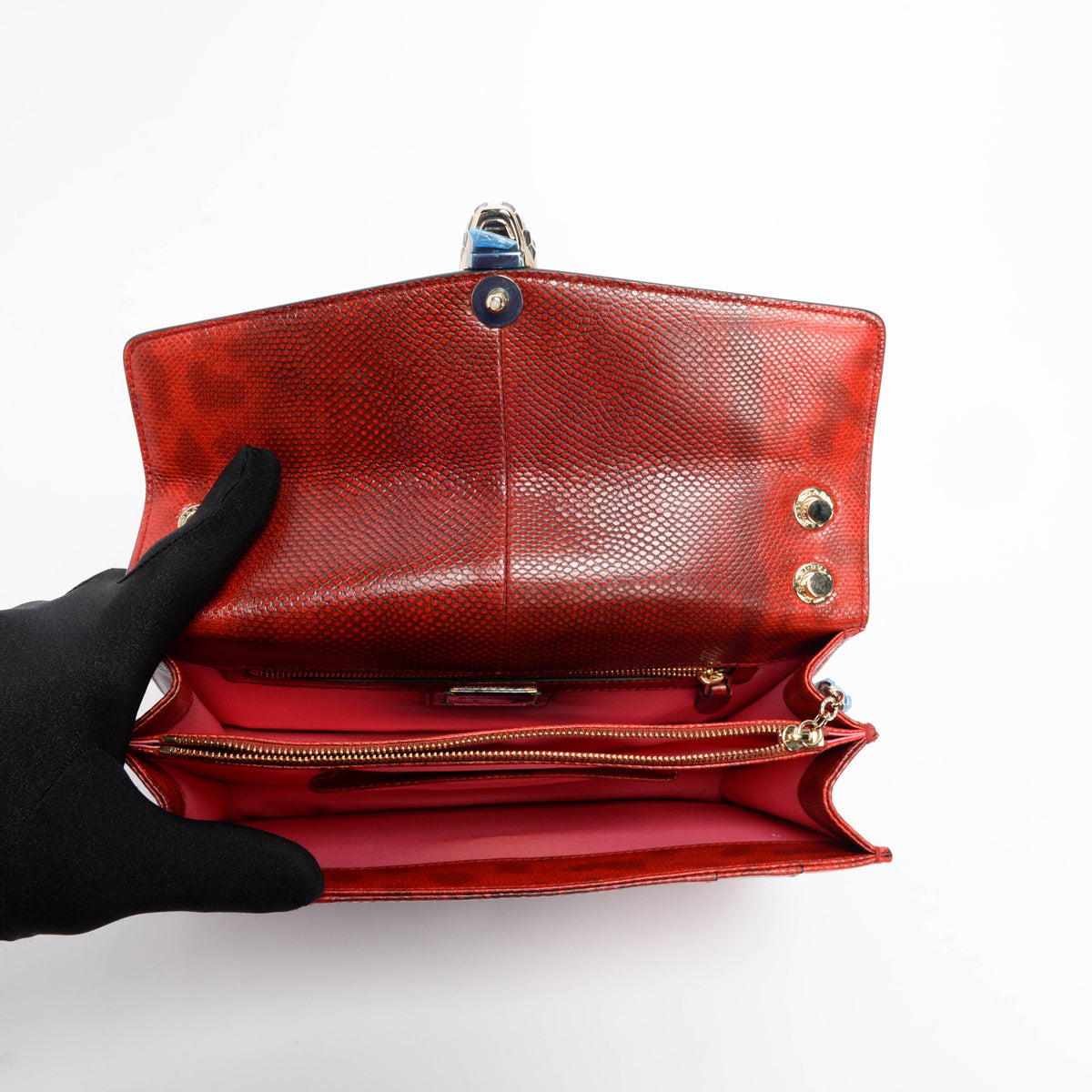 Bulgari Carmine Red Karung Medium Serpenti Forever Bag