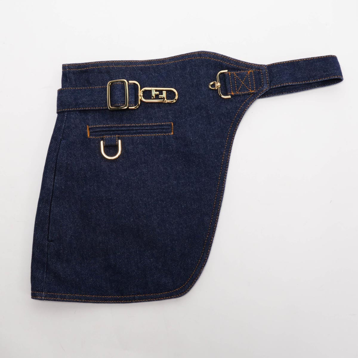 Fendi Dark Blue Denim Belt Bag Dress IT 40