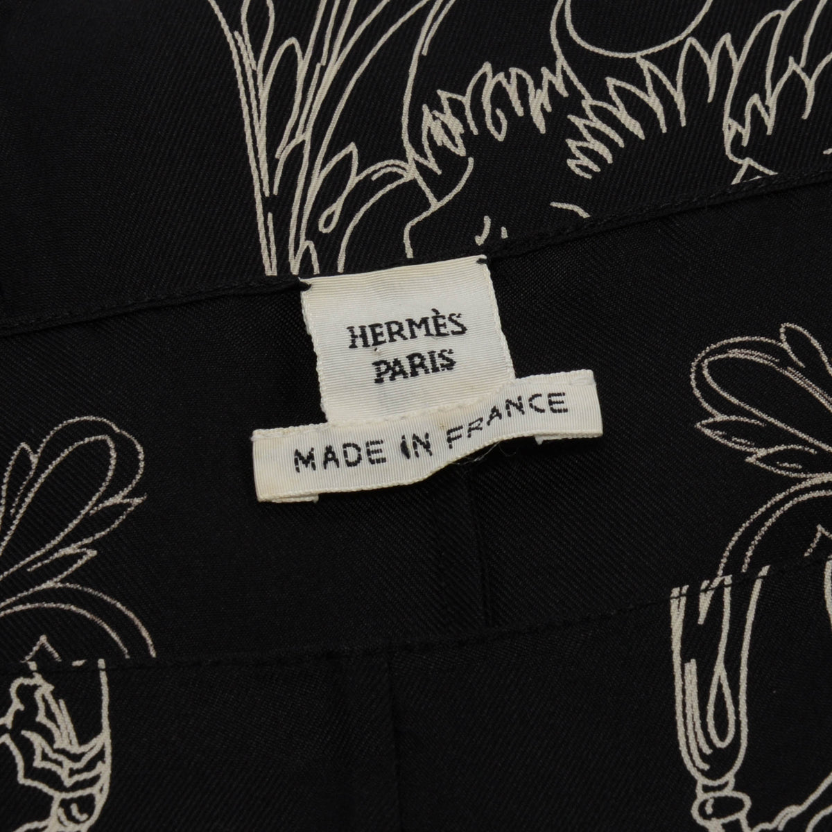 Hermes Black Silk Dies et Hore Blouse FR 38