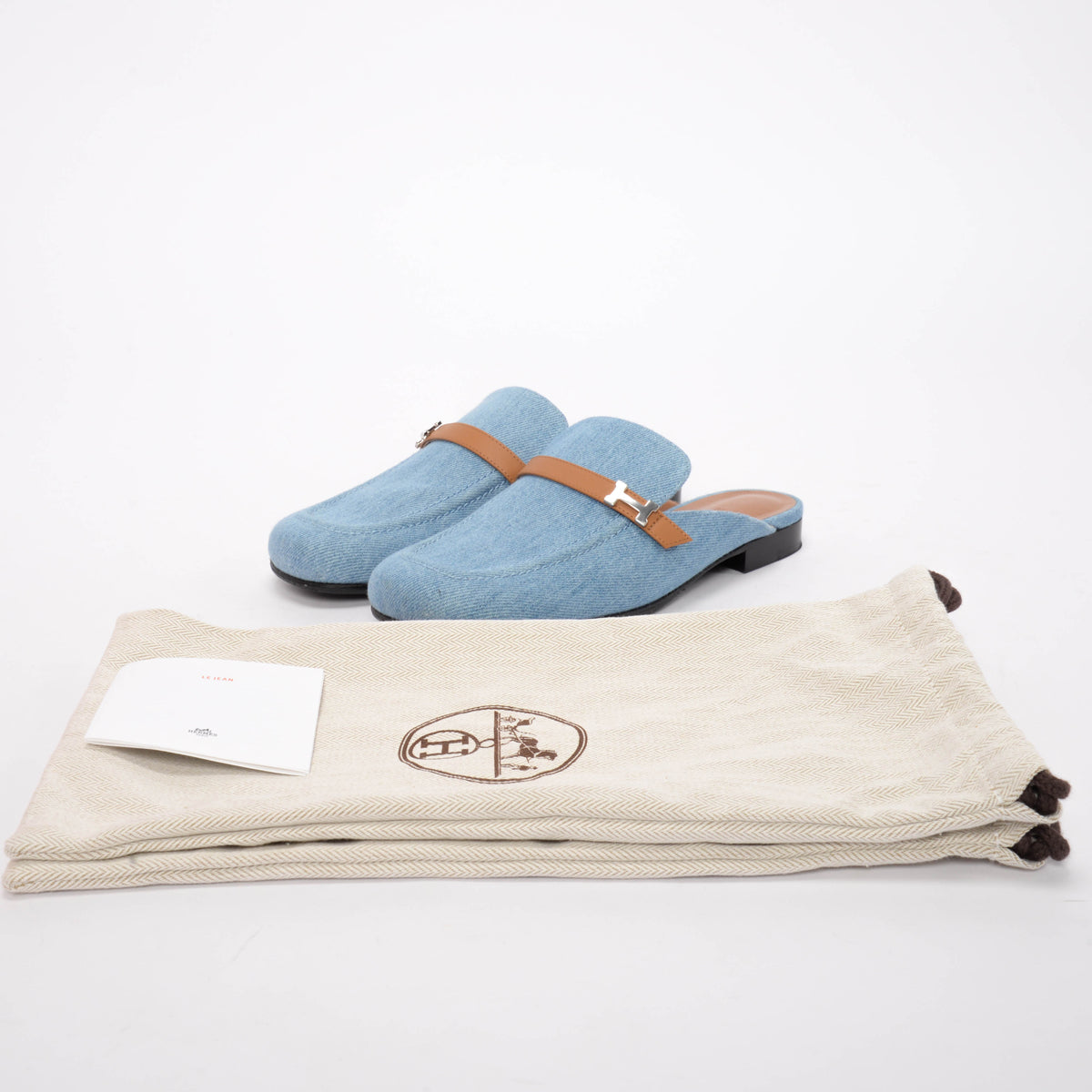 Hermes Blue Denim Lola Mules 37