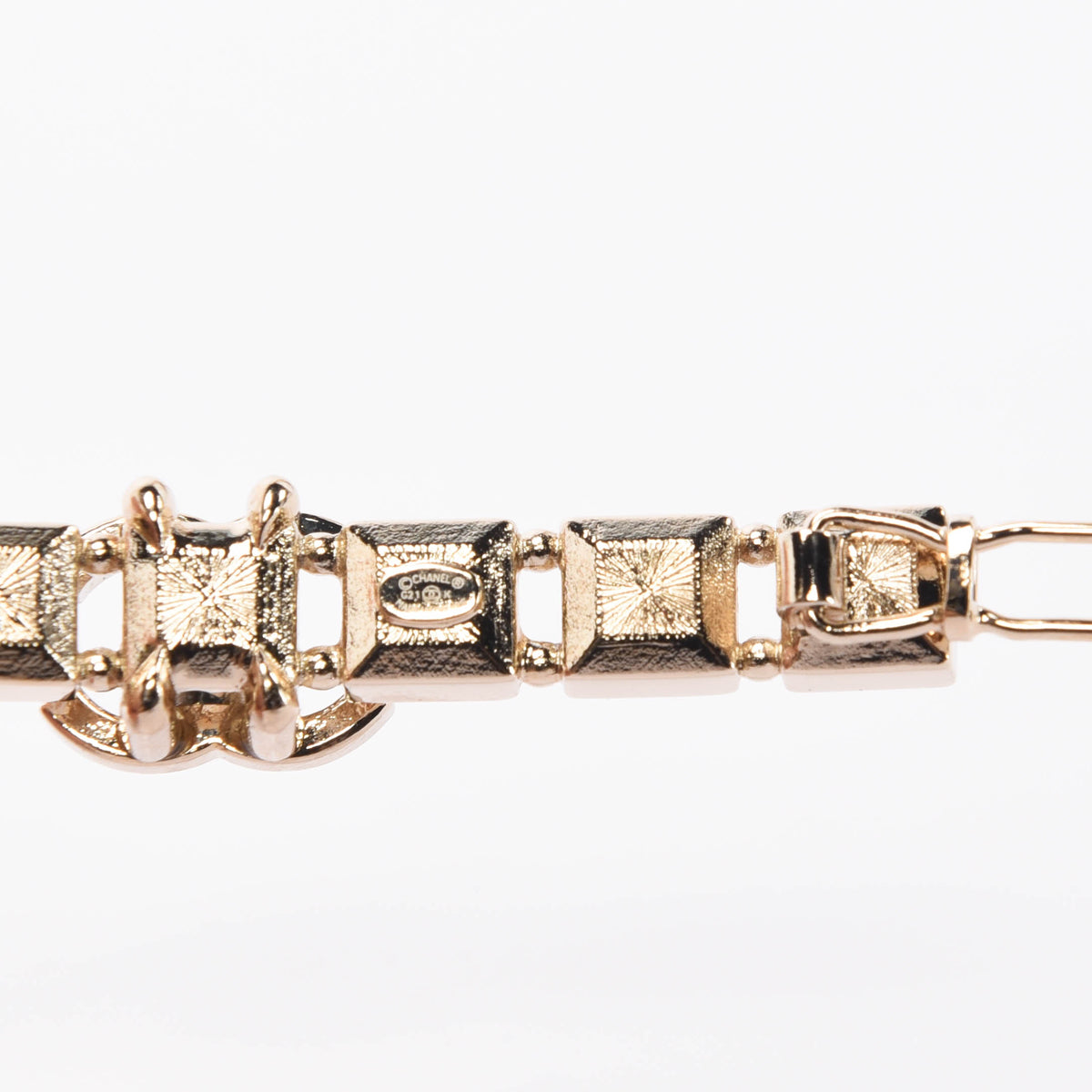 Chanel Gold & Pink Crystal CC Hair Clip