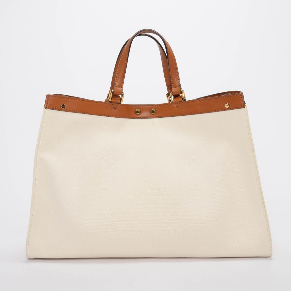 Fendi Cream FF Embroidered Canvas Medium Peekaboo X-Tote Tote