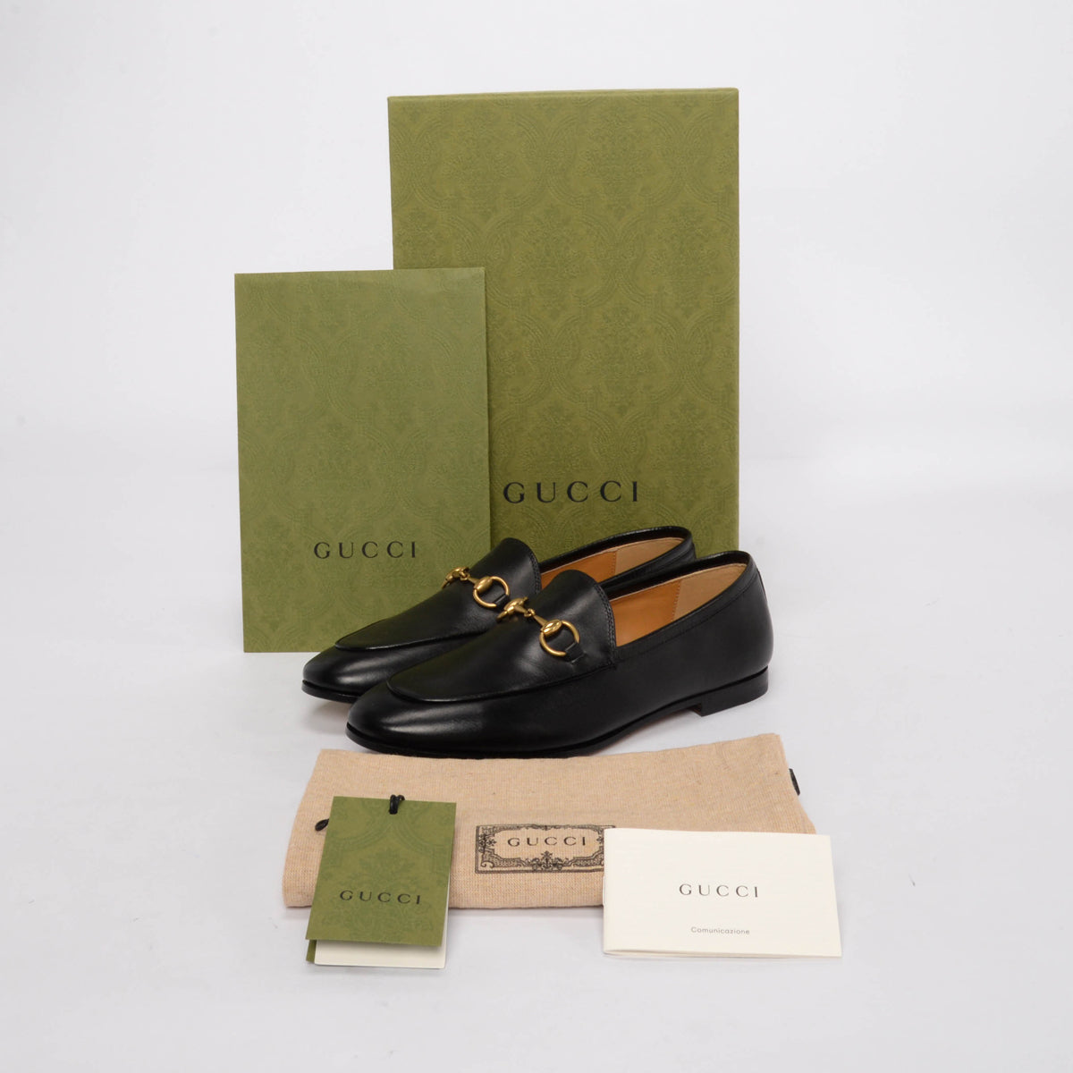 Gucci Black Calfskin Jordaan Horsebit Loafers 36