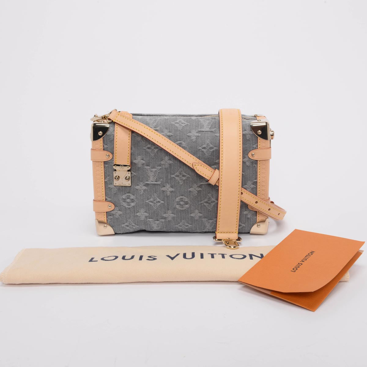Louis Vuitton Grey Monogram Denim Side Trunk MM