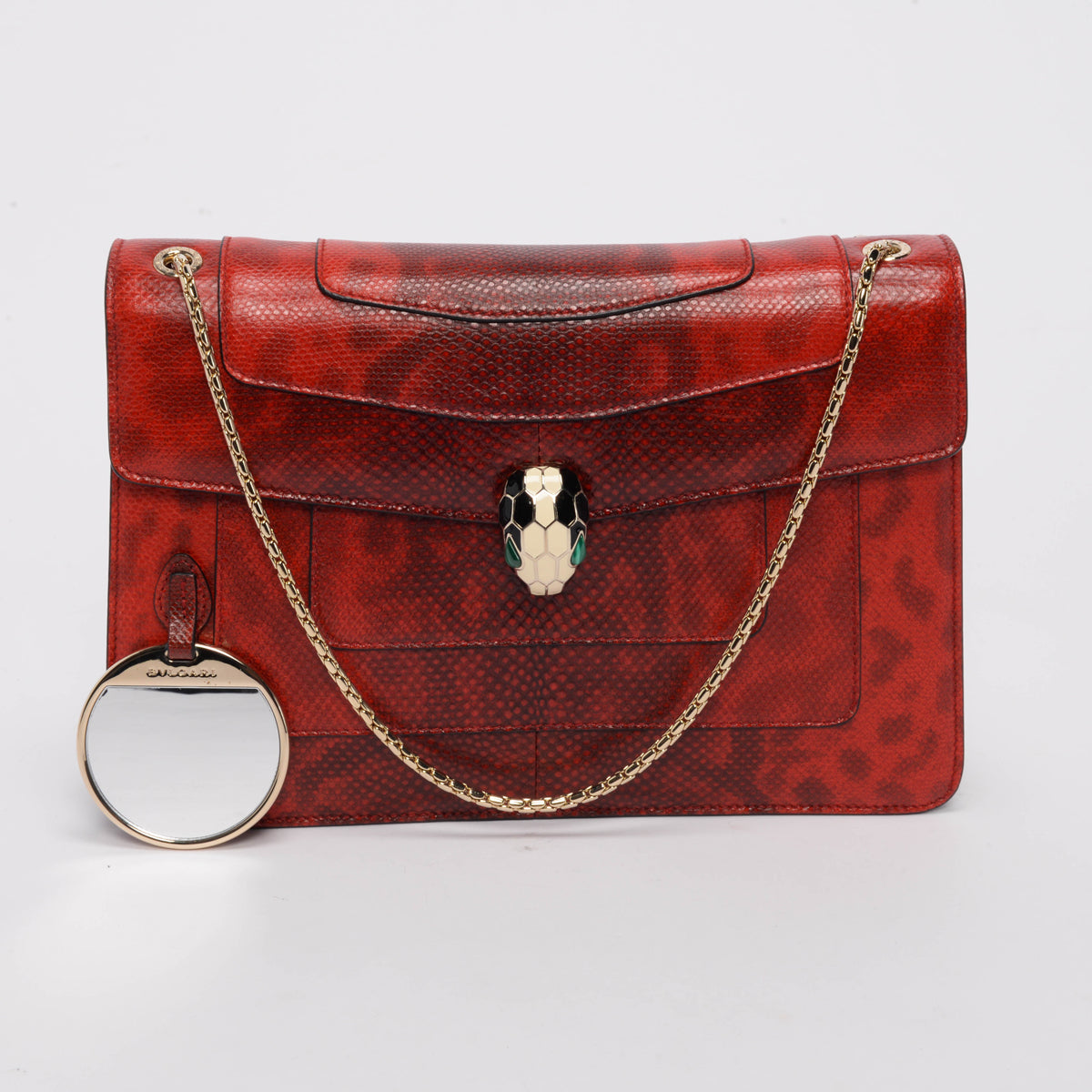 Bulgari Carmine Red Karung Medium Serpenti Forever Bag