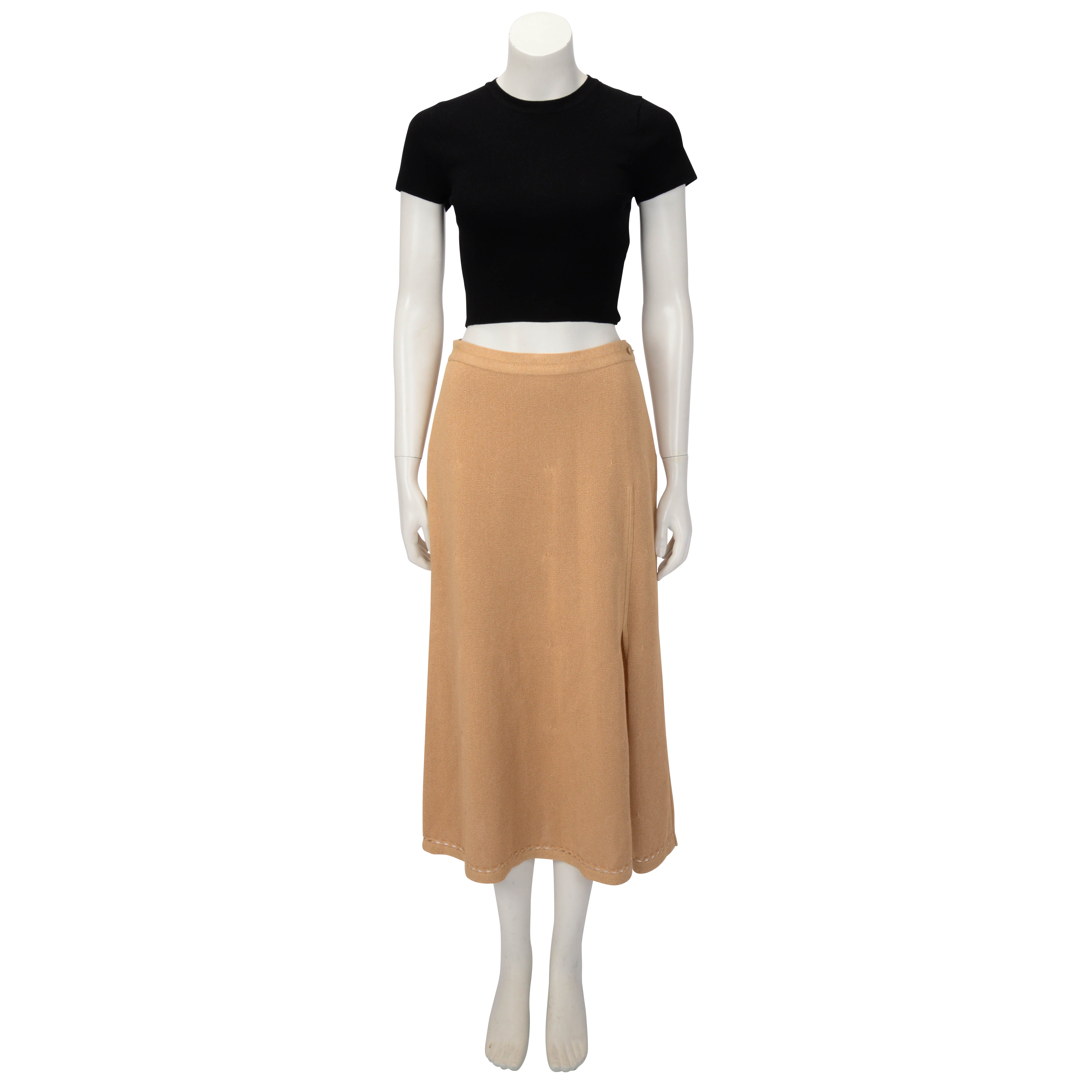 Chanel Natural Knitted CC Midi Skirt FR 42