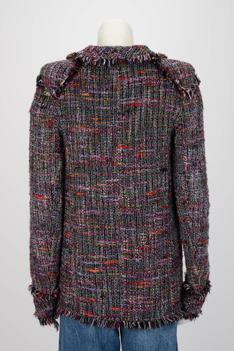 Chanel Purple Fantasy Tweed Frayed Edge Jacket FR 38