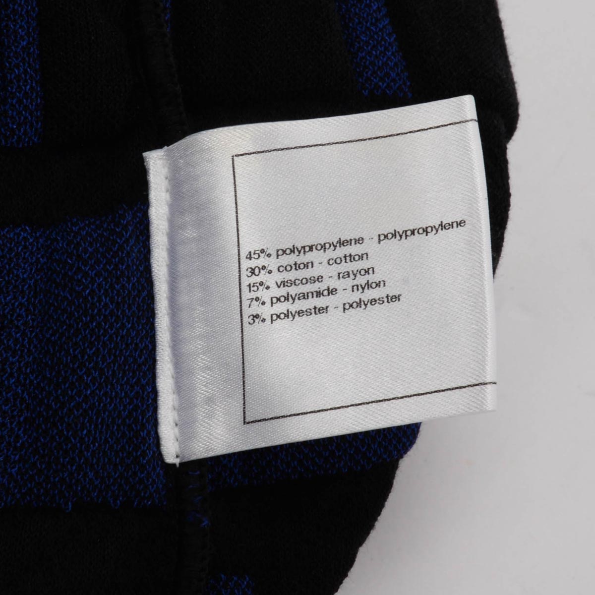 Chanel Black & Blue Check Intarsia Strapless Dress FR 38