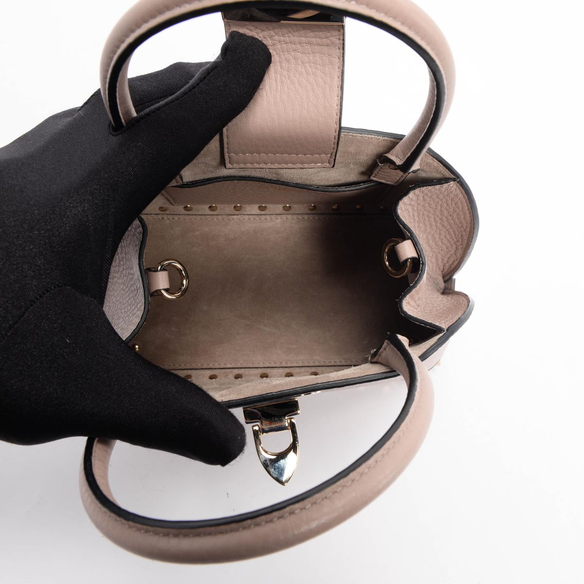Valentino Poudre Grainy Calfskin Small Rockstud Bag