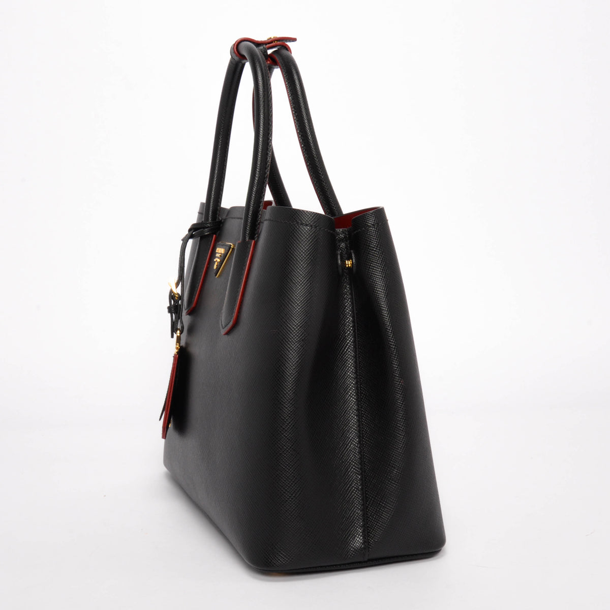 Prada Black Saffiano Cuir Medium Double Bag