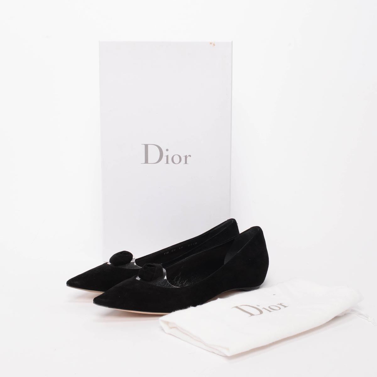Dior Black Suede Rosette Flats 39.5