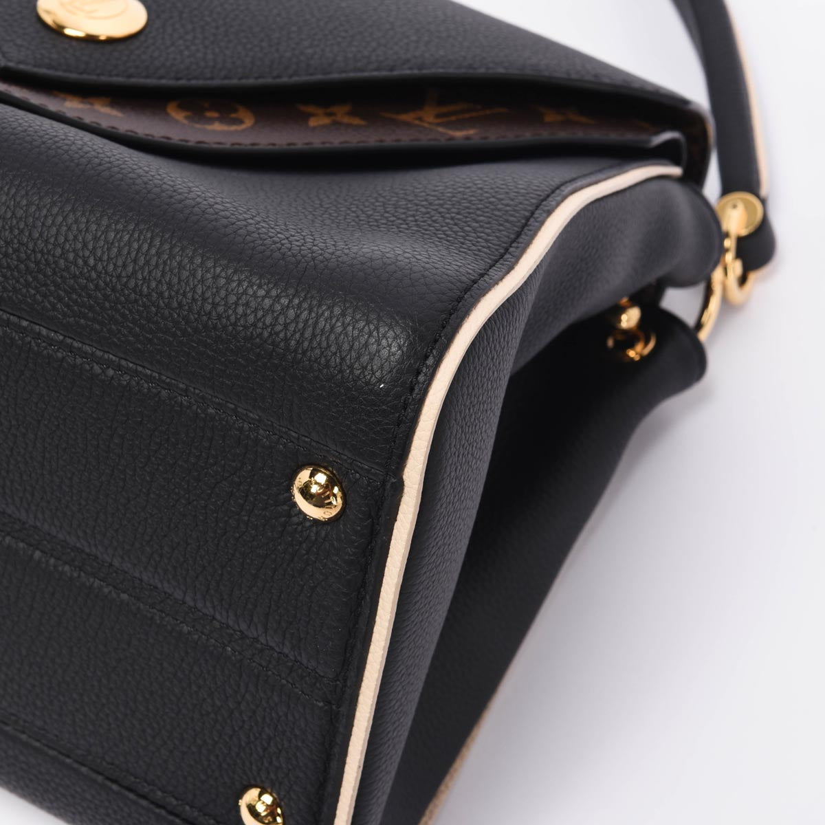 Louis Vuitton Black Grained Calfskin & Monogram Double V Bag