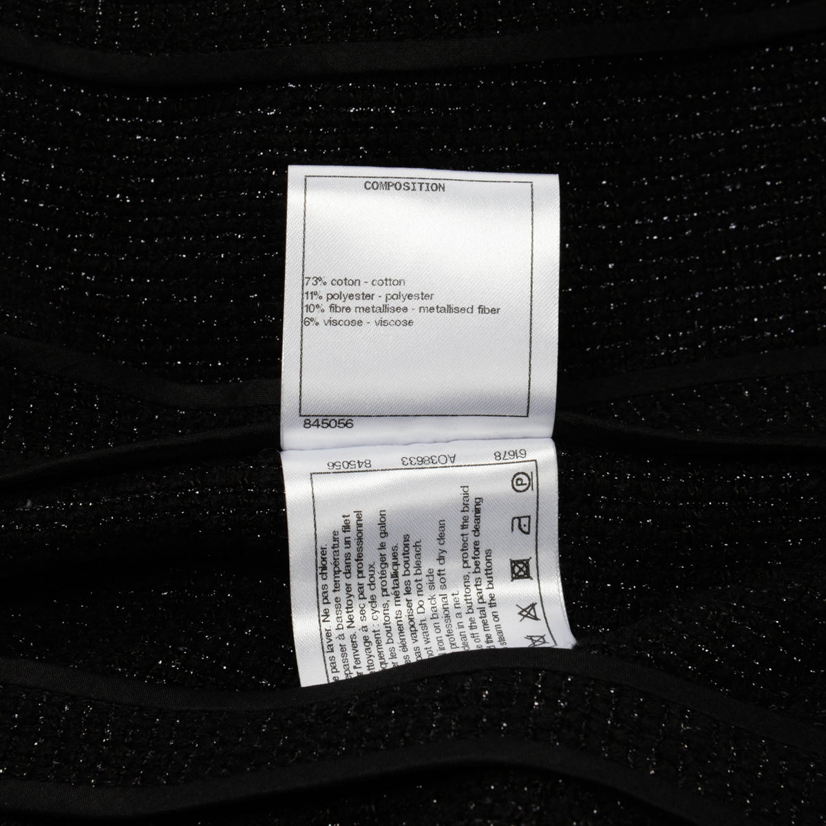 Chanel Black Lurex Tweed Braided Belt Jacket FR 50