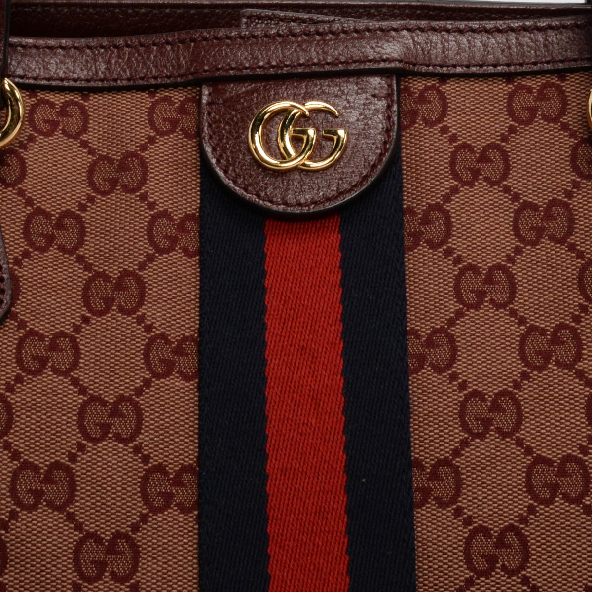 Gucci Burgundy GG Denim Ophidia Tote