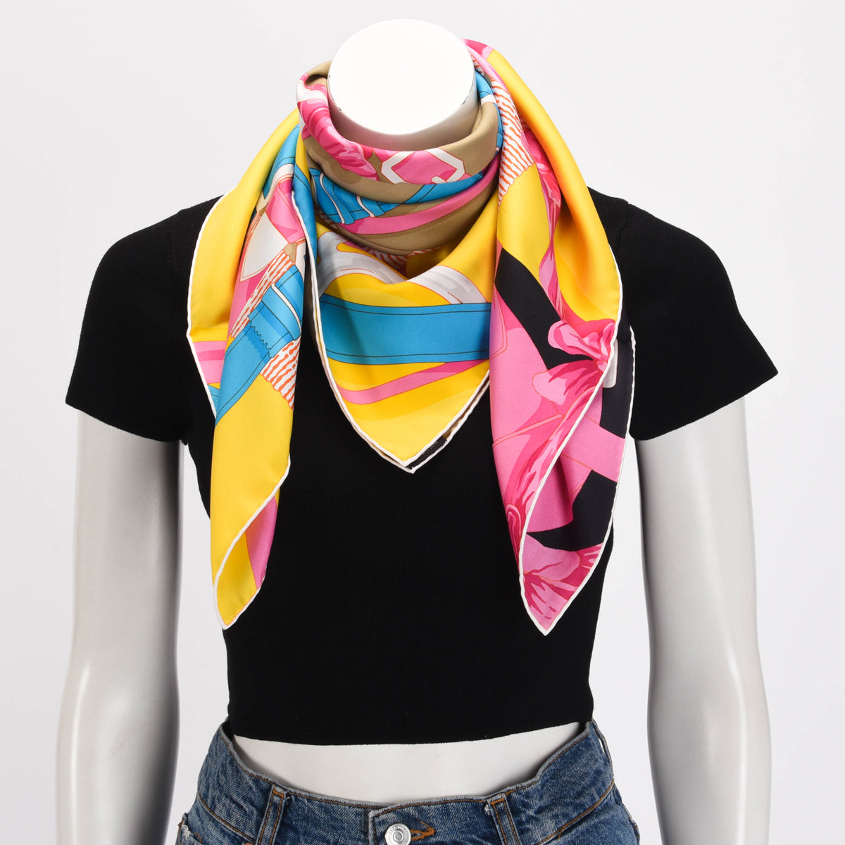 Hermes Multicolour Silk Grand Manege Detail Scarf 90