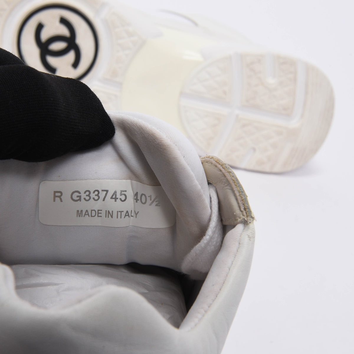 Chanel White Nylon & Suede CC Low Top Sneakers 40.5