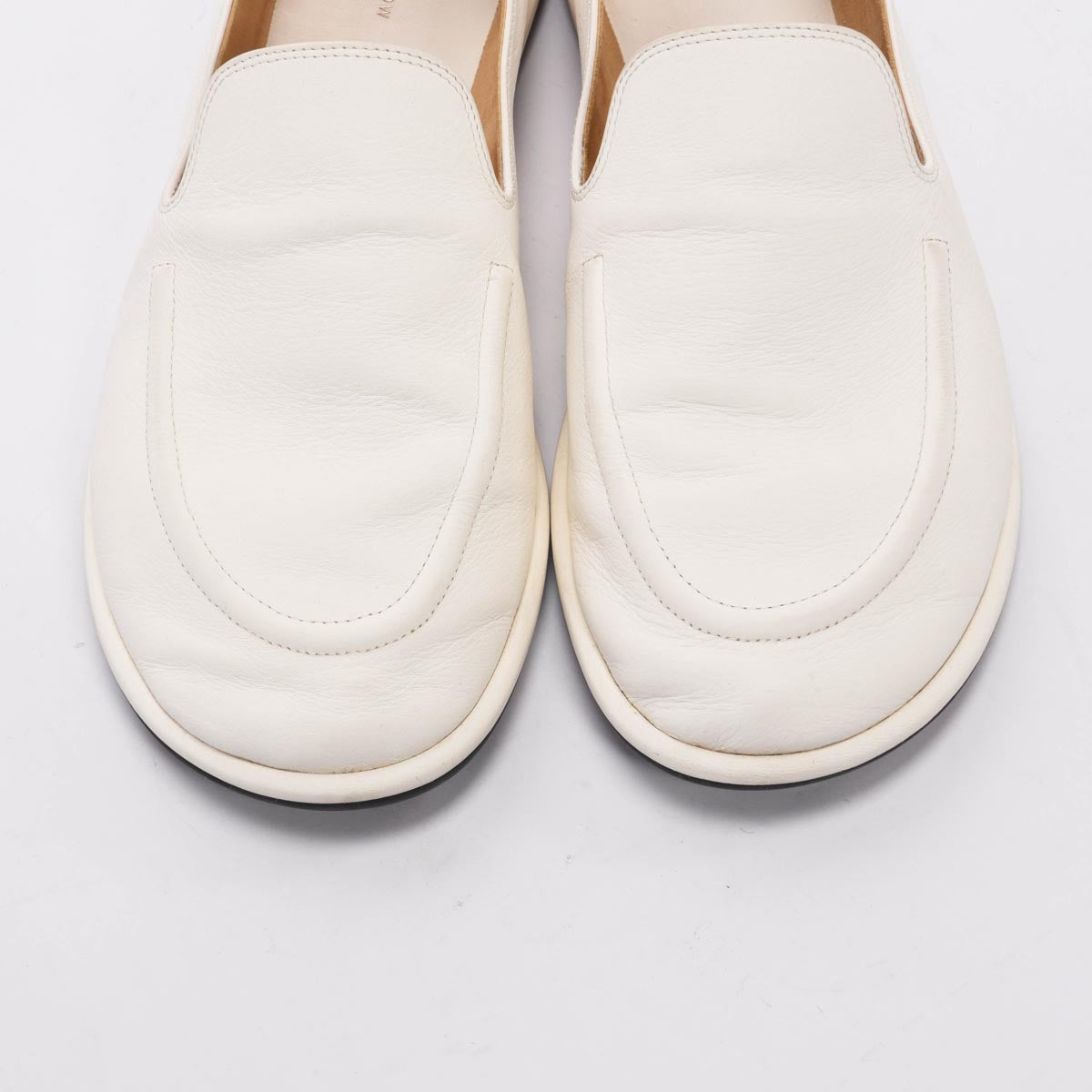 The Row White Calfskin Canal Loafers 36