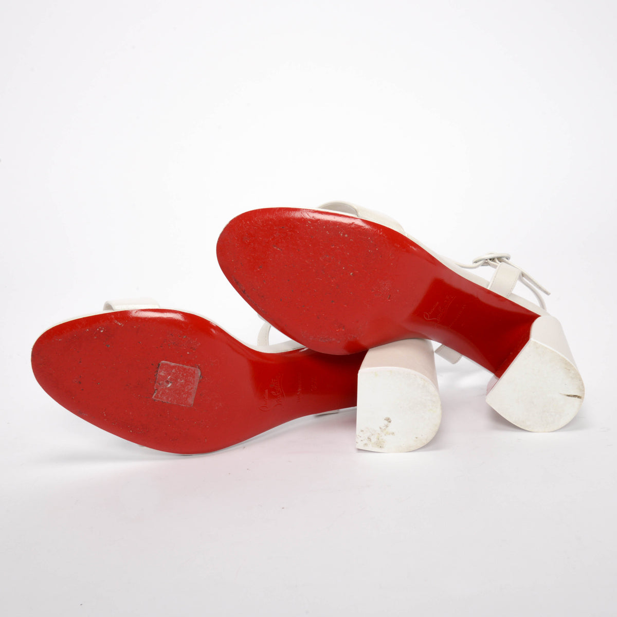 Christian Louboutin White Pearl Nappa Miss Jane Sandals 39.5