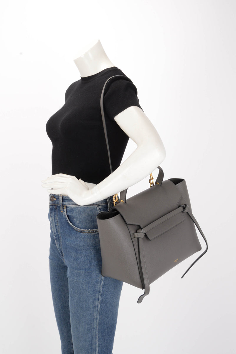 Celine Grey Grained Calfskin Mini Belt Bag