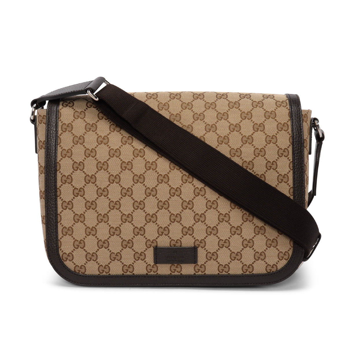 Gucci Beige GG Canvas Flap Messenger Cross Body Bag
