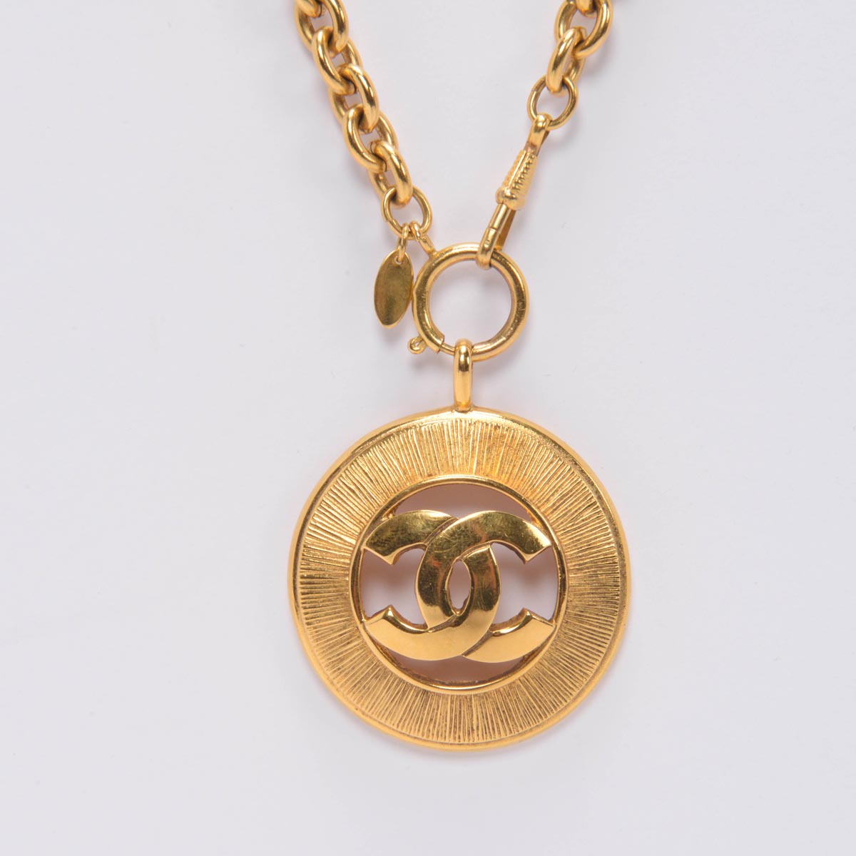 Chanel Vintage Gold Sunburst CC Medallion Necklace