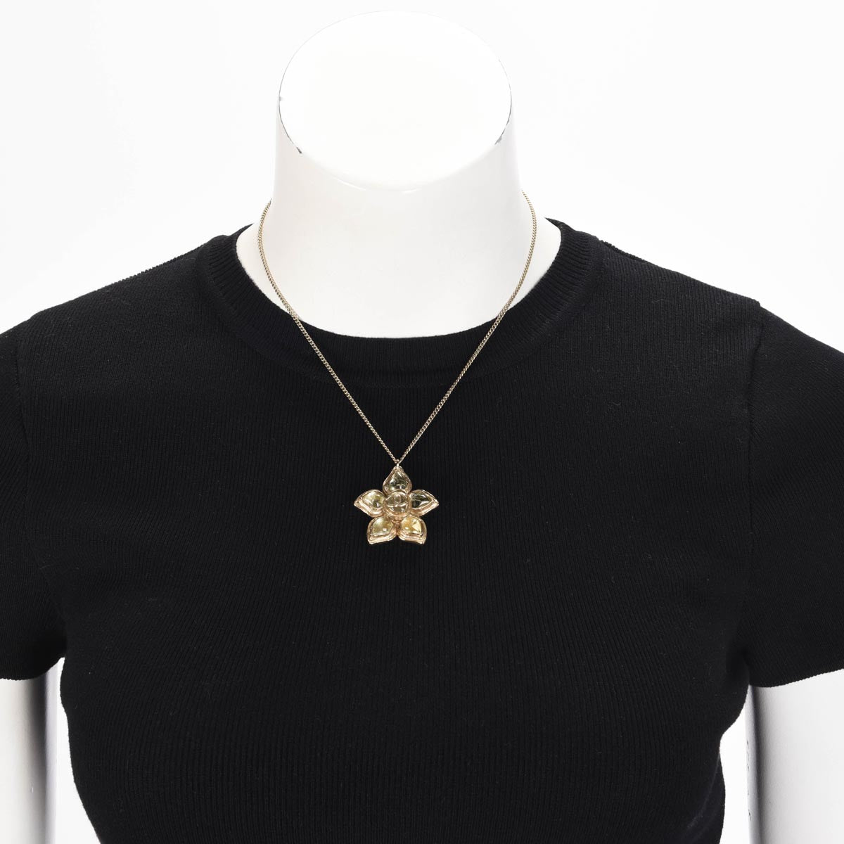 Chanel Light Gold Gripoix Paris-Bombay Camellia Necklace