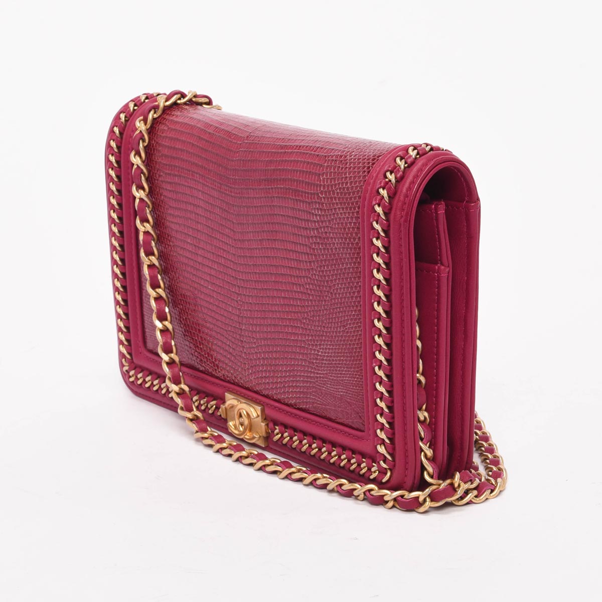 Chanel Magenta Lizard & Lambskin Chain Around Boy WOC
