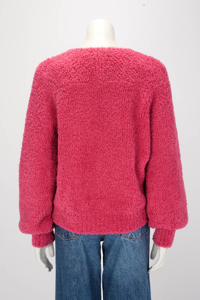 Chanel Pink Wool CC Teddy Sweater FR 44