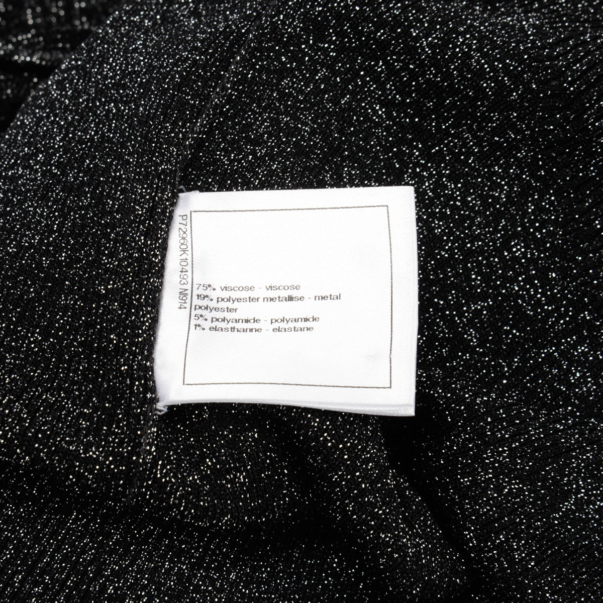 Chanel Gunmetal Glitter Fabric Pleated CC Maxi Dress FR 42