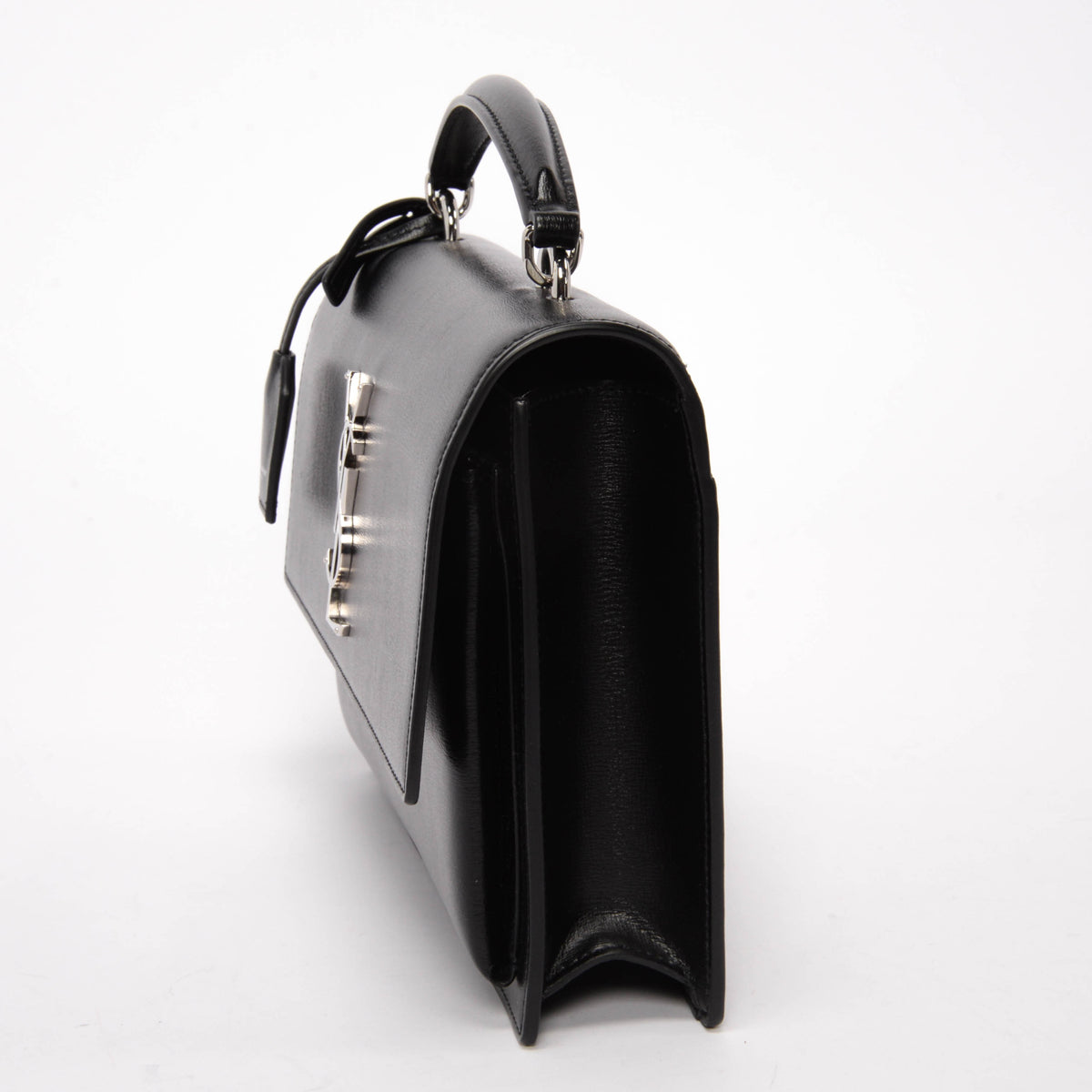 Saint Laurent Black Calfskin Medium Sunset Top Handle Bag