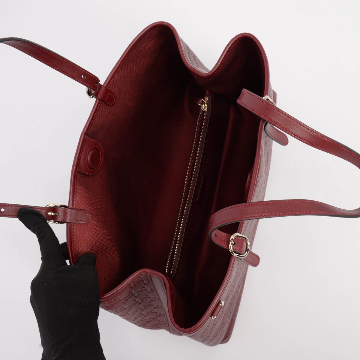 Gucci Rosso Ancora Calfskin GG Embossed Large Tote