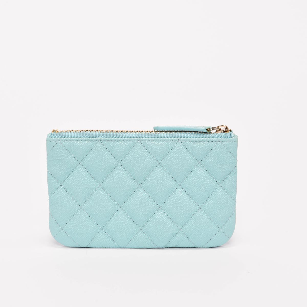 Chanel Tiffany Blue Quilted Caviar Classic Small Zipped Pouch