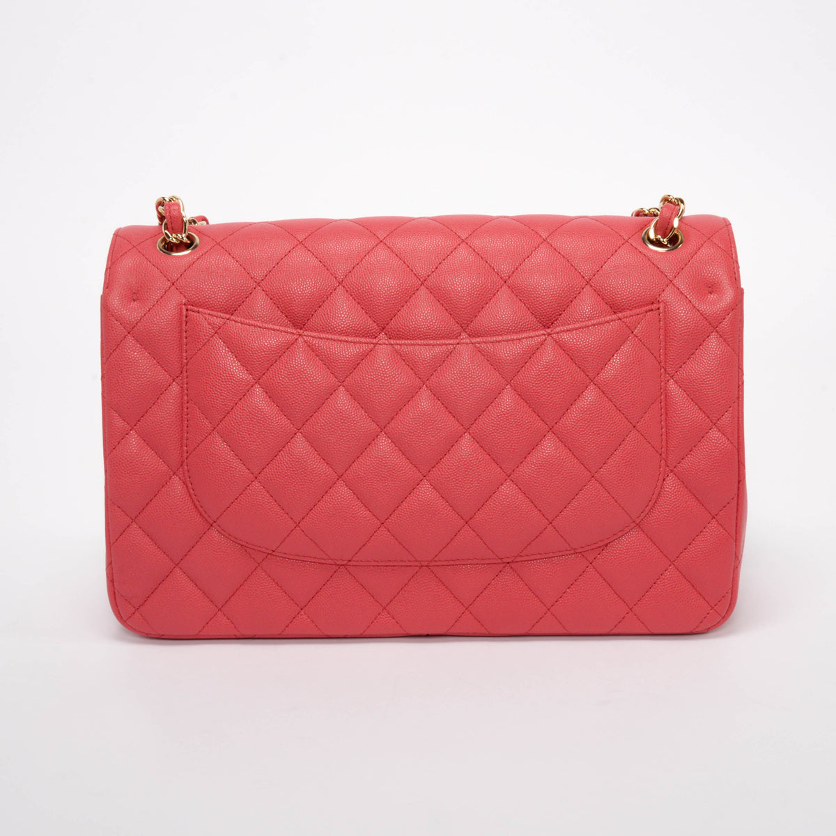 Chanel Pink Quilted Caviar Large Classic Flap Shoulder Bag