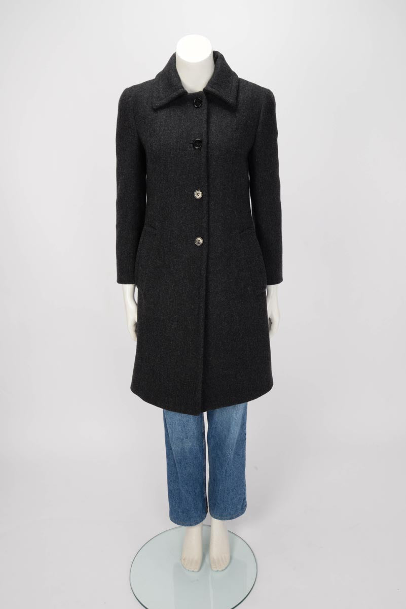 Prada Charcoal Wool Single Breasted Coat IT 42