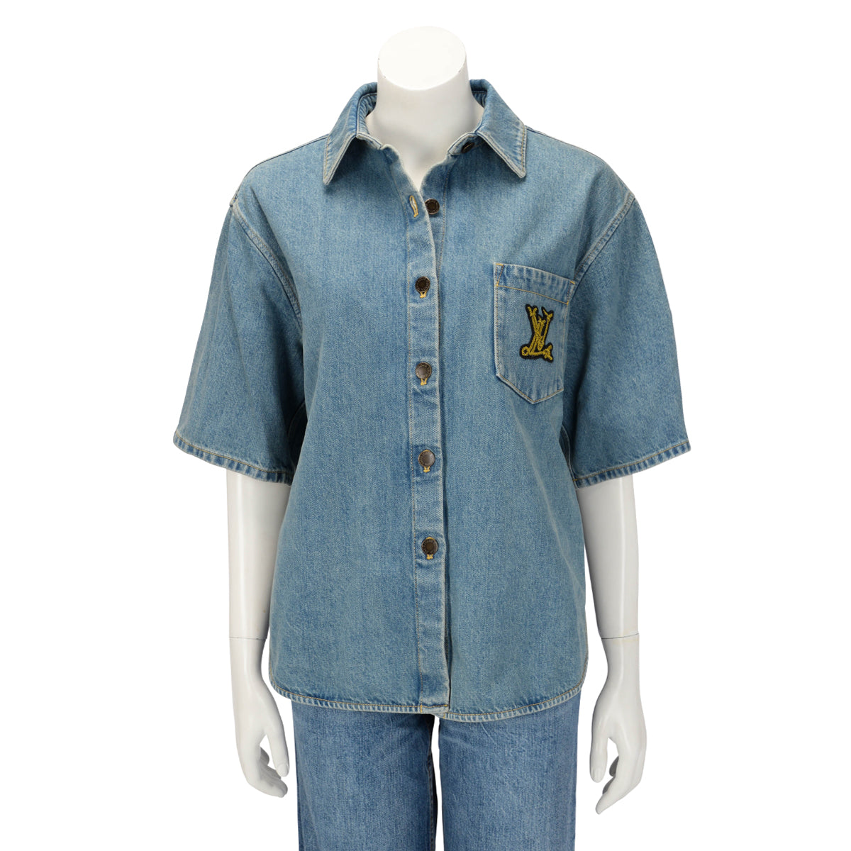Louis Vuitton Blue Denim Boxy Shirt FR 34