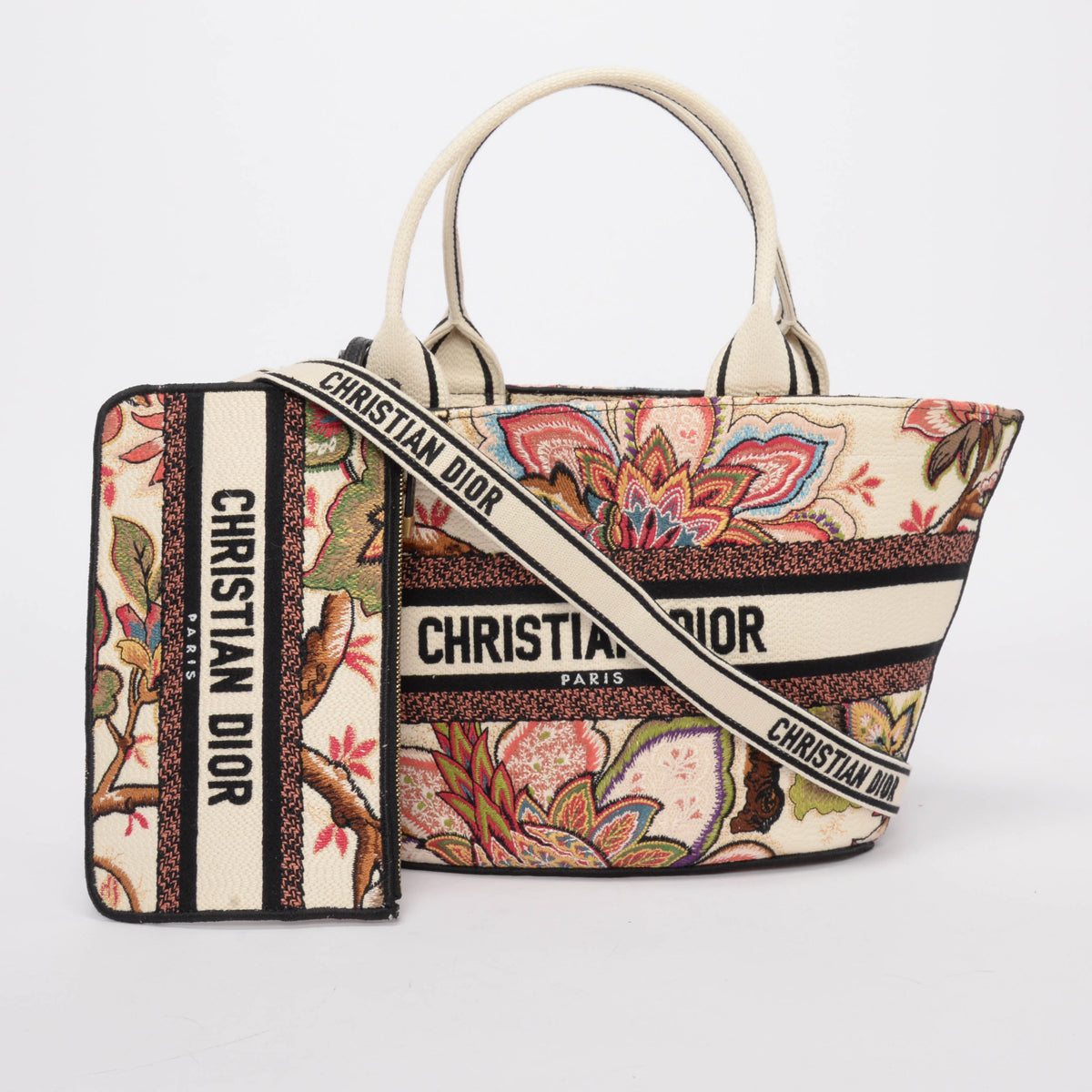 Dior Tree of Life Canvas Brocade Hat Basket Tote