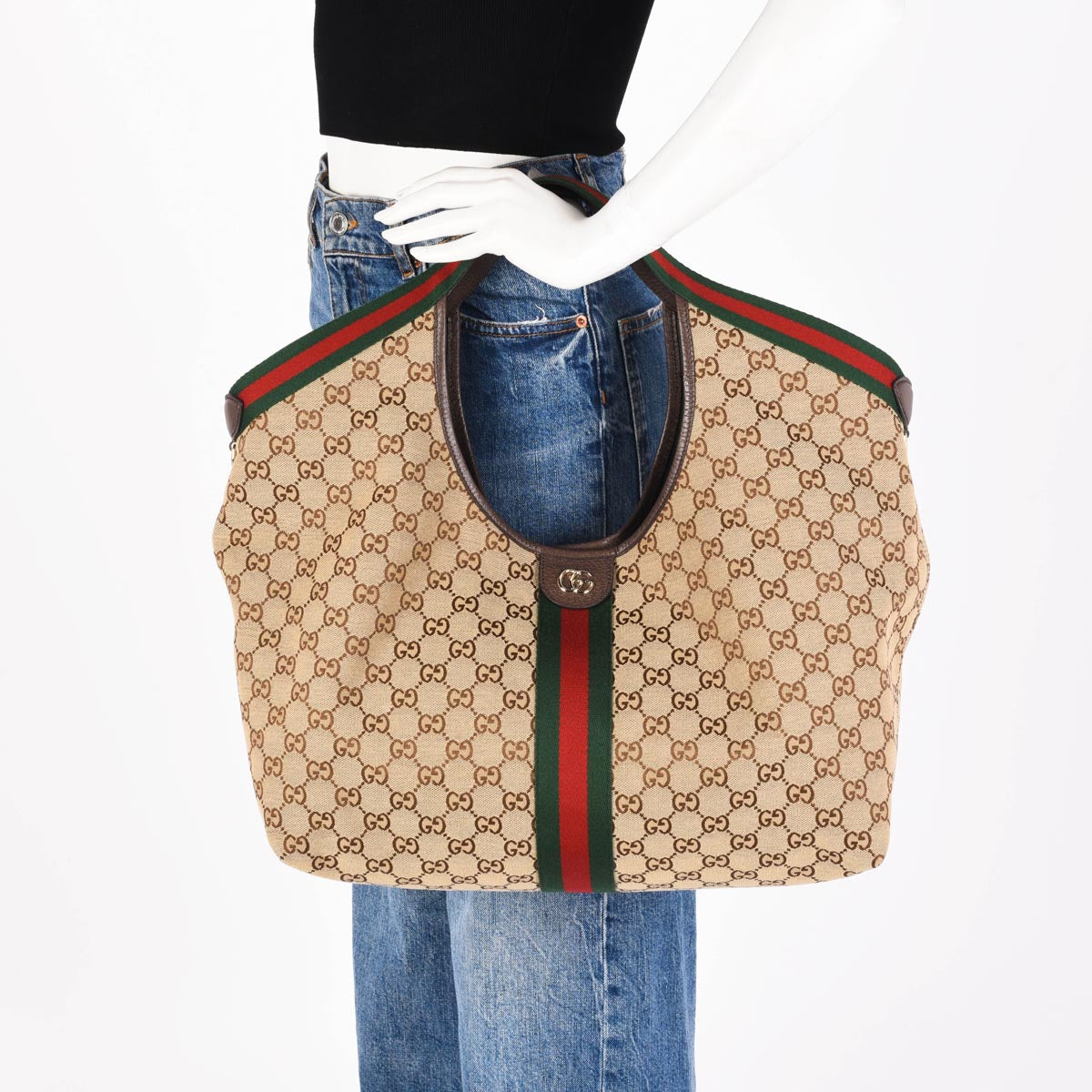 Gucci Brown GG Canvas Giglio Large Tote
