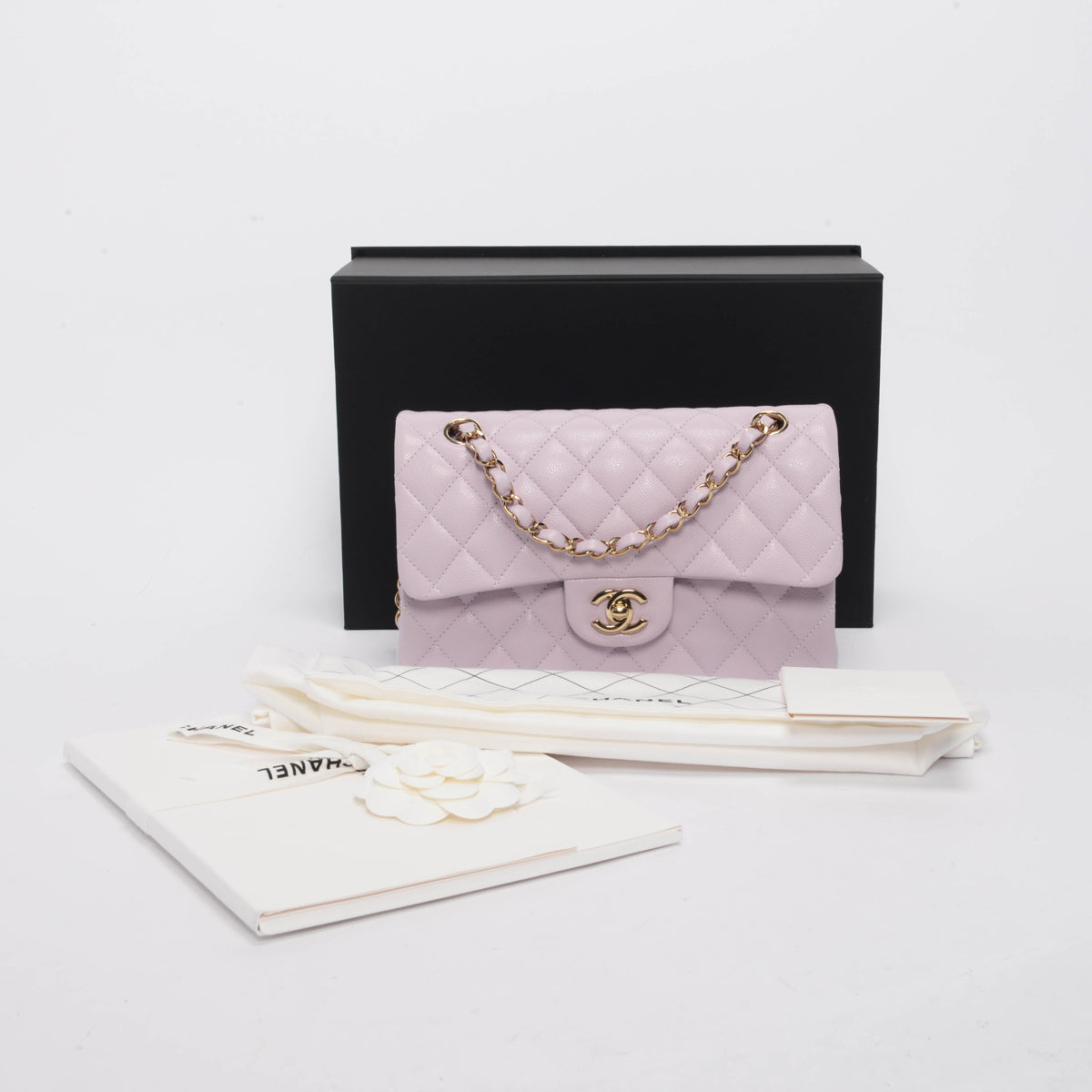 Chanel Lilac Quilted Caviar Small Classic Flap Bag