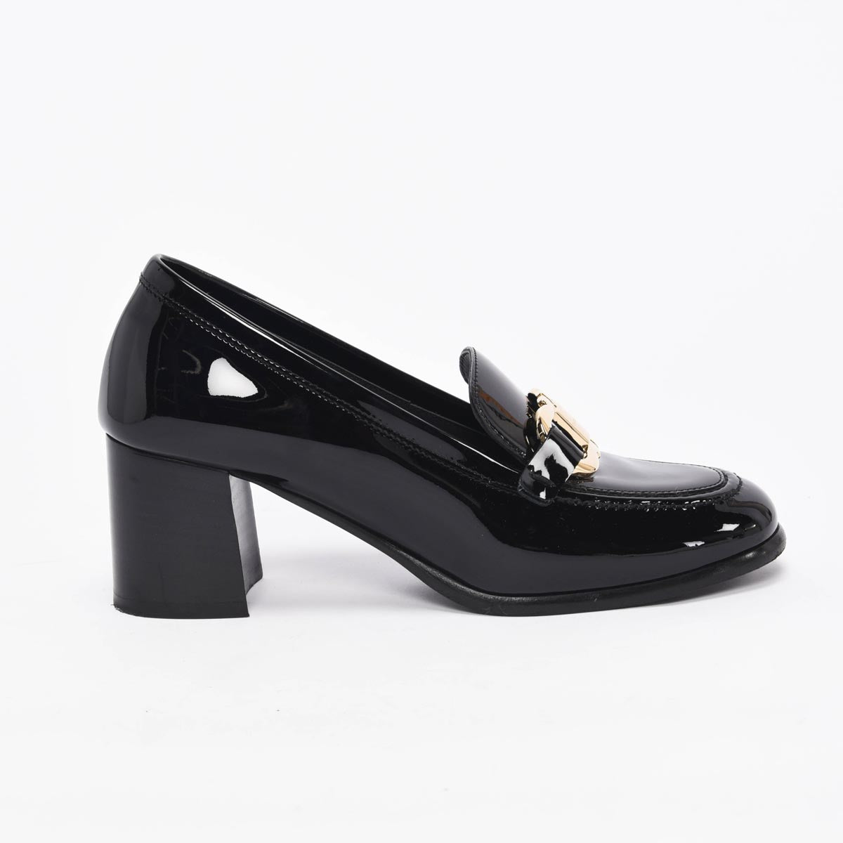 Ferragamo Black Patent Marlena Gancini Ornament Pumps 7