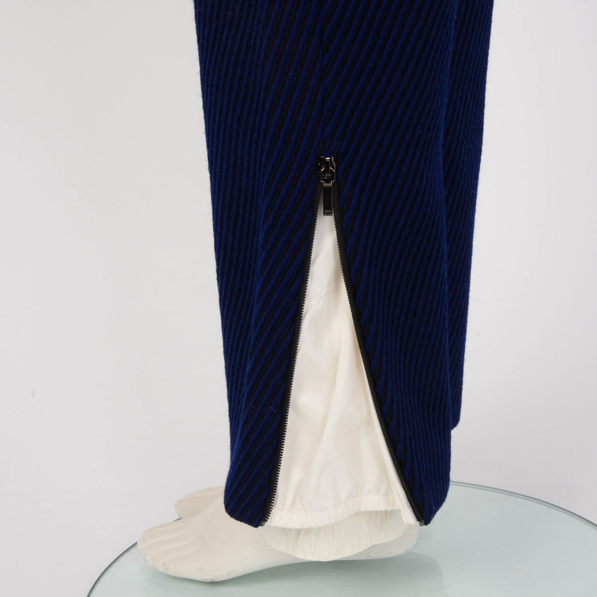 Chanel Blue & Black Wool Twill Gold Embroidered CC Pants FR 34