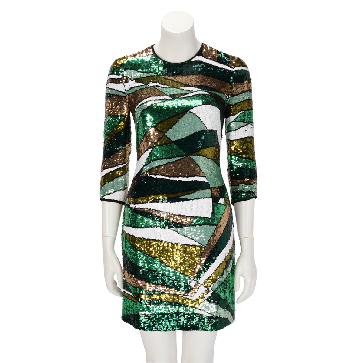 Emilio Pucci Emerald Sequin Encrusted Open Back Dress IT 44