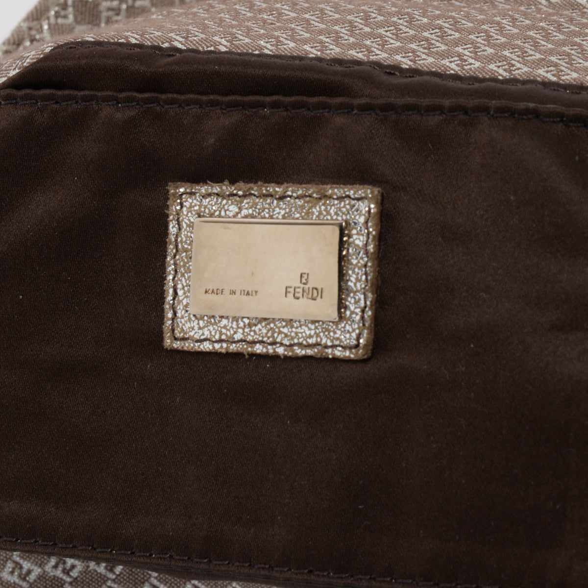 Fendi Beige & Silver Micro Zucchino Canvas Mini Baguette Bag