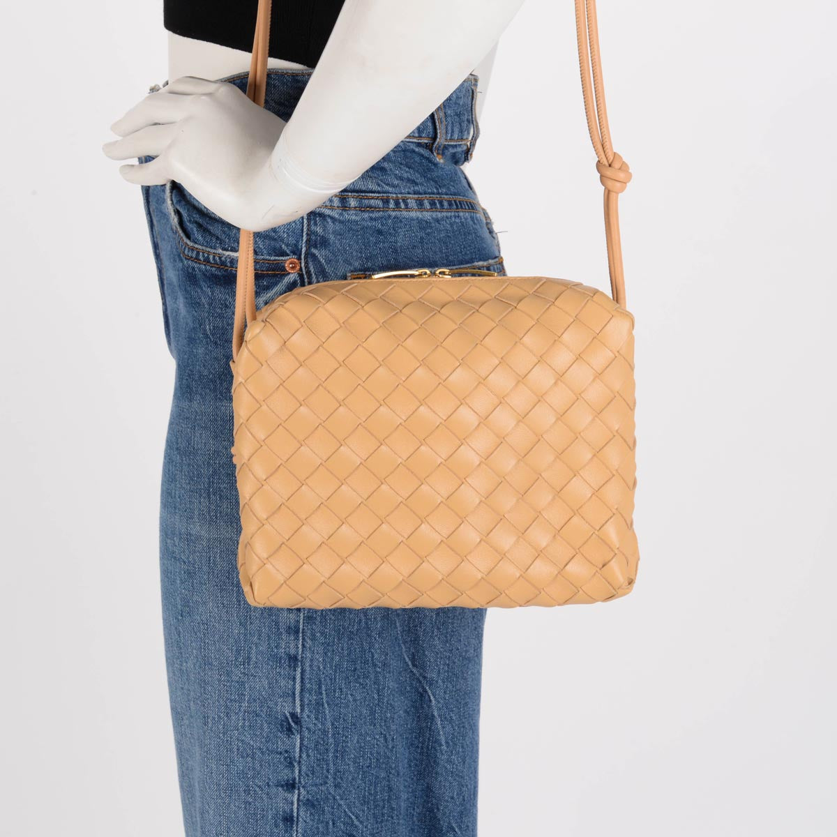 Bottega Veneta Almond Intrecciato Small Loop Camera Bag