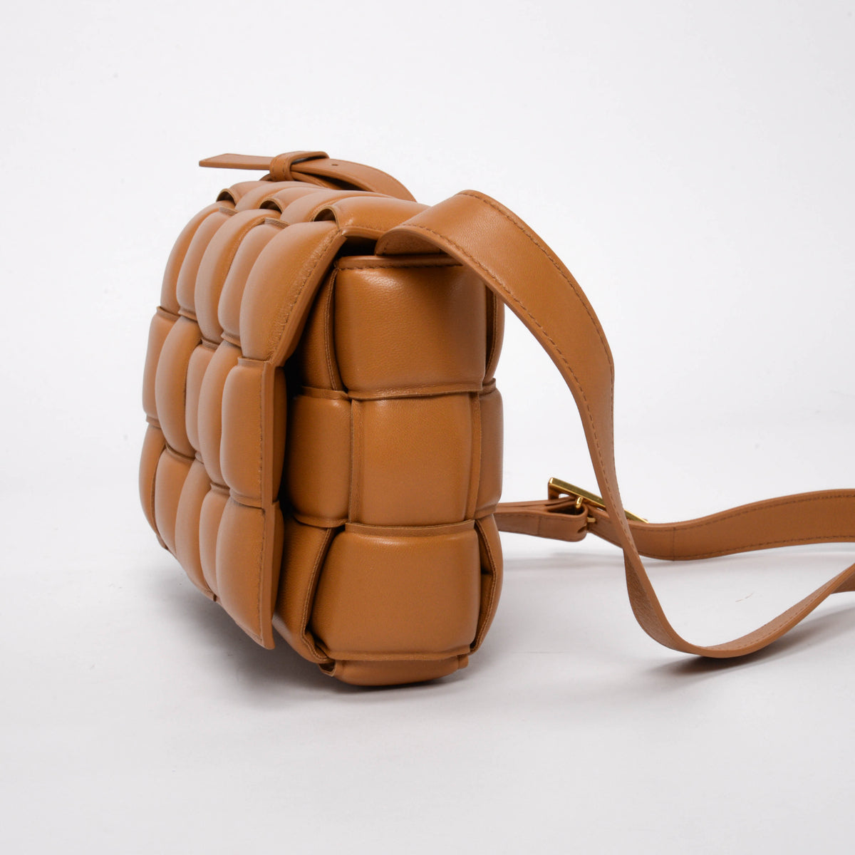 Bottega Veneta Caramel Intrecciato Lambskin Padded Cassette Bag